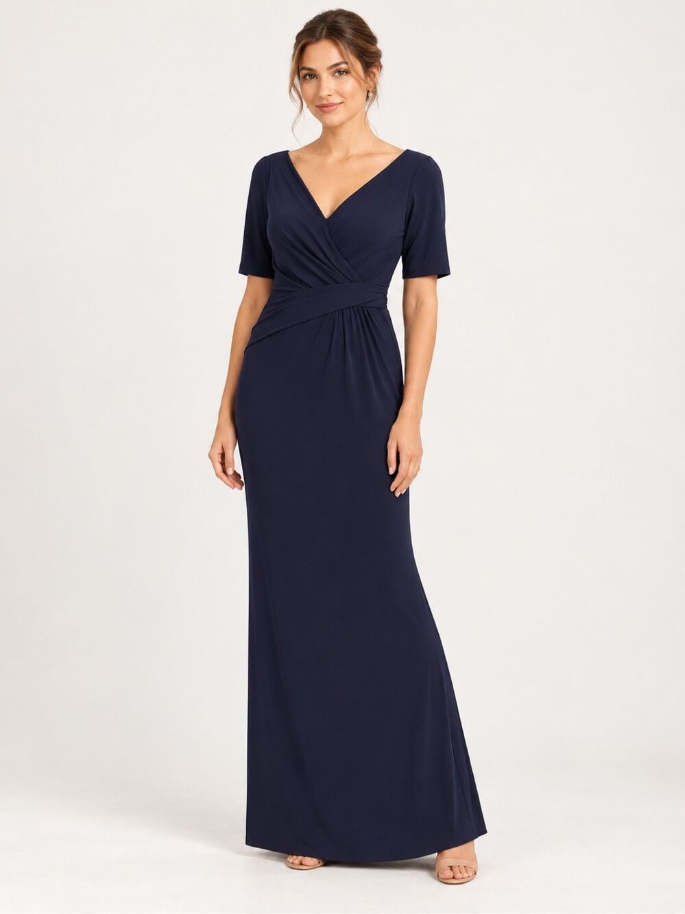 BHLDN Navy Faux Wrap Maxi Dress Size 8 Bridesmaid Wedding Guest Formal